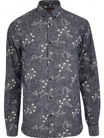 River Island Blue Jack & Jones Premium Floral Print Shirt