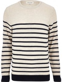 River Island Ecru Breton Stripe Crew Neck Jumper
