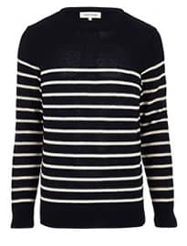 River Island Navy Breton Stripe Crew Neck Jumper