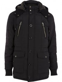 River Island Black Padded Parka Jacket