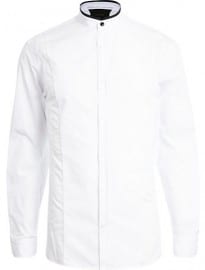 River Island White Contrast Trim Grandad Shirt