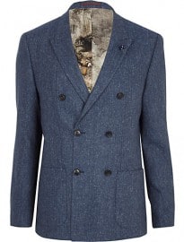 River Island Blue Double Breasted Blazer