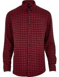 River Island Red Check Long Sleeve Shirt