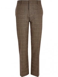 River Island Light Brown Check Smart Trousers