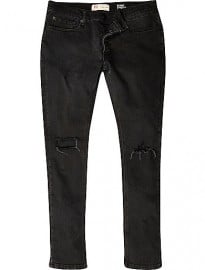 River Island Black Ripped Sid Skinny Stretch Jeans