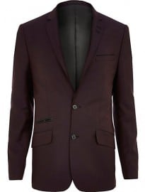 River Island Dark Red Skinny Suit Jacket