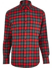 River Island Red Long Sleeve Check Shirt