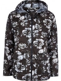 River Island Black Jaded London Floral Rain Mac