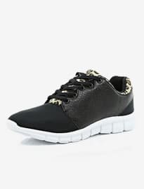 River Island Black Leopard Print Trainers
