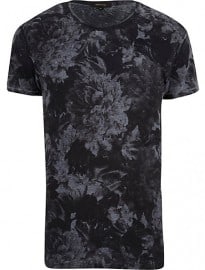 River Island Black Floral T-shirt