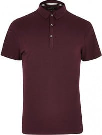 River Island Dark Red Polo Shirt