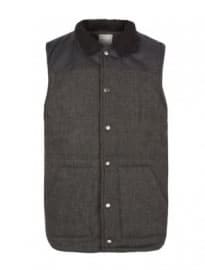 New Look Dark Shearling Collar Leather-look Contrast Gilet