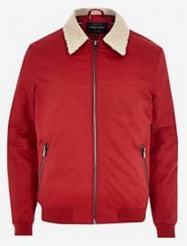 River Island Red Shearling Collar Jacket