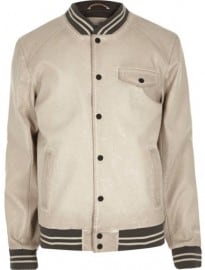 River Island Ecru Varsity Bomber Jacket