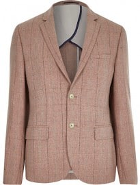 River Island Pink Check Suit Jacket