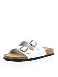 River Island White Chunky Double Strap Slip On Sandals