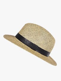 River Island Ecru Straw Leather-look Trim Trilby Hat