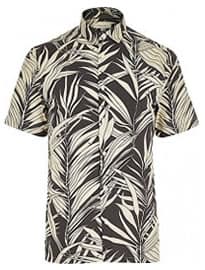 River Island Black Hawaiian Leaf Print Short Sleeve Shirt