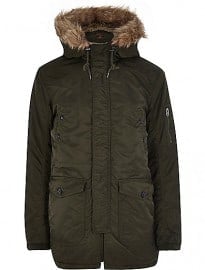 River Island Green Jack & Jones Premium Parka Coat