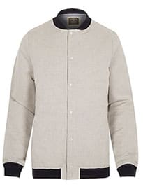 River Island Ecru Holloway Road Linen-blend Bomber Jacket