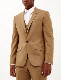 River Island Camel Brown Wool-blend Slim Suit