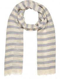 River Island Grey Striped Lightweight Scarf