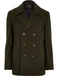 River Island Green Smart Wool-blend Peacoat