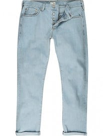 River Island Light Wash Selvedge Sid Skinny Jeans