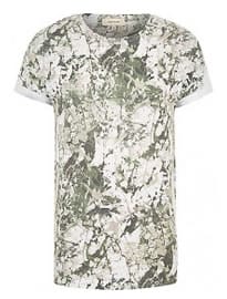 River Island Dark Green Paint Splatter Print T-shirt