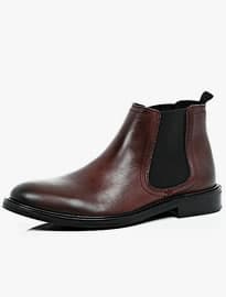 River Island Dark Red Leather Chunky Chelsea Boots