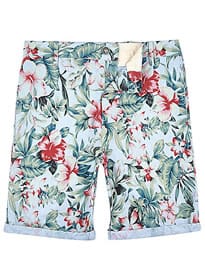 River Island Blue Oxford Hawaiian Print Slim Fit Shorts