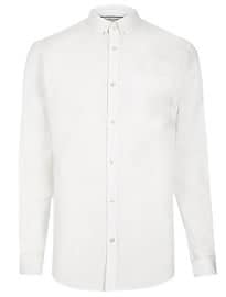 River Island White Casual Slim Fit Oxford Shirt