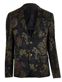River Island Grey Print Skinny Fit Blazer