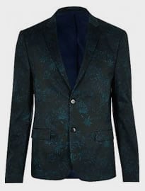 River Island Green Floral Cropped Suit Jacket