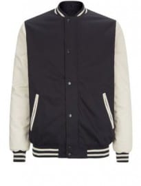 New Look Navy Collegiate Contrast Sleeve Bomber Jacket