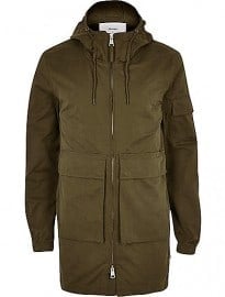 River Island Dark Green Bellfield Lightweight Parka