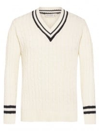 V Neck Cable Knit Pullover