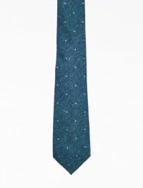 Teal Spotted Wool And Silk Tie