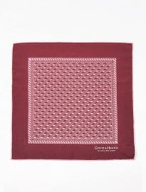 Burgundy Herringbone Silk Pocket Square