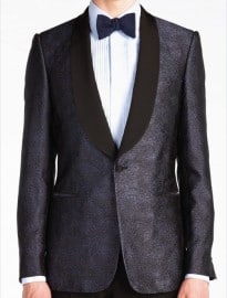Navy Blue Silk Jacquard Shawl Collar Dinner Jacket