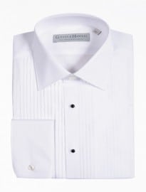 White Cotton Pleated Front Evening Shirt