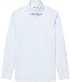 Reiss Zinc Two Button Poplin Shirt Pale Blue