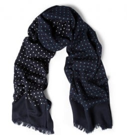 Drakes Polka-dot Wool And Silk-blend Scarf