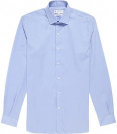 Reiss Driver Twill Cotton Shirt Blue