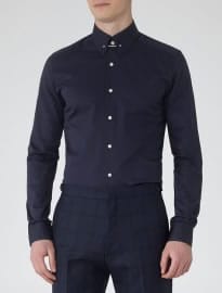 Reiss Belfort Collar Pin Shirt Navy