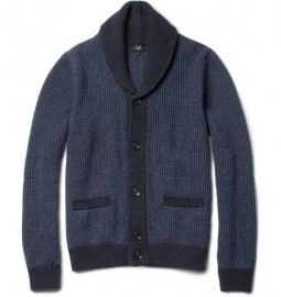 Dunhill Ribbed Shawl-collar Wool Cardigan