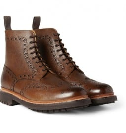 Grenson Fred Textured-leather Brogue Boots