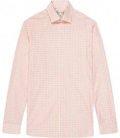 Reiss Wine Checked Shirt Orange