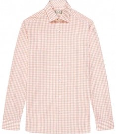 Reiss Wine Checked Shirt Orange