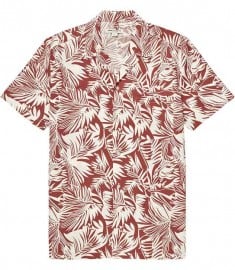 Reiss 1971 Jamaica Short Sleeve Leaf Print Shirt Terracotta